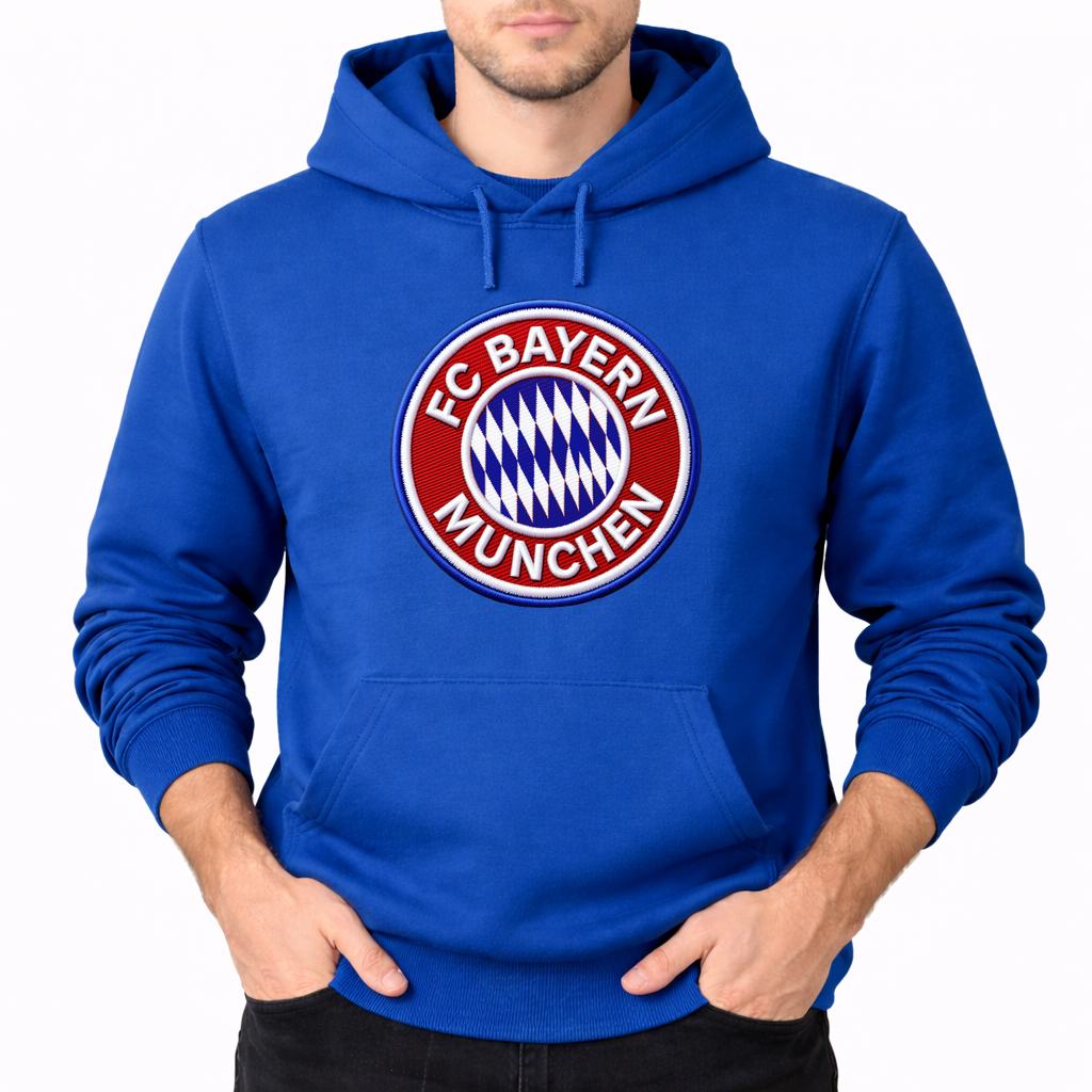 Men's FC Bayern Munich Soccer Embroidery Pullover Hoodie - Blue