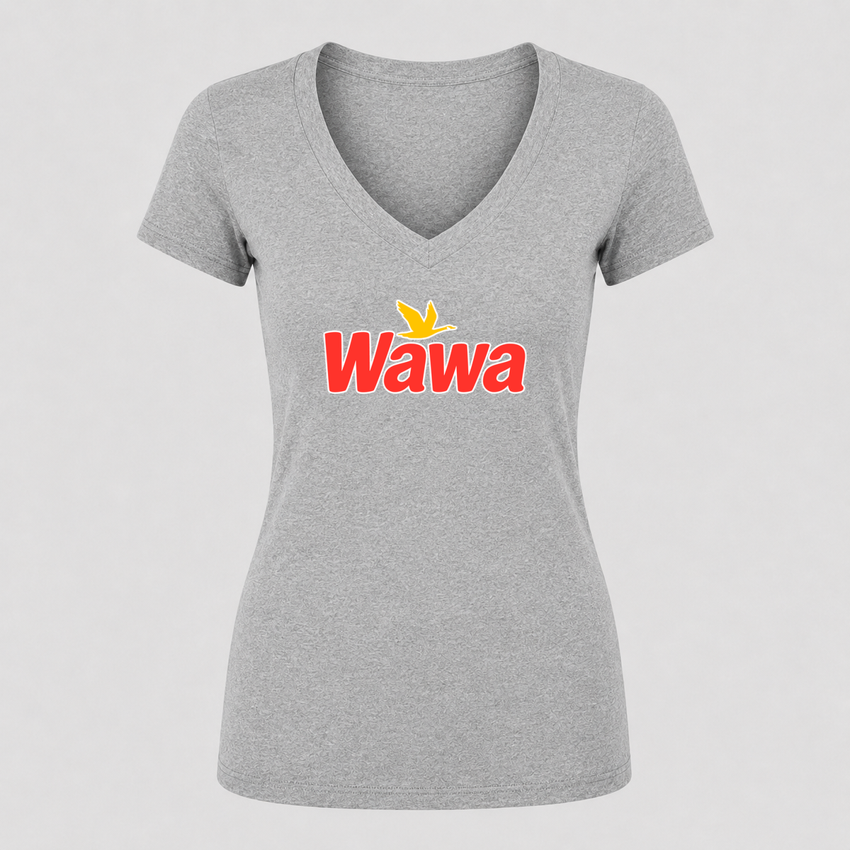 Women's Wawa Gas Station V Neck T-Shirt in gray