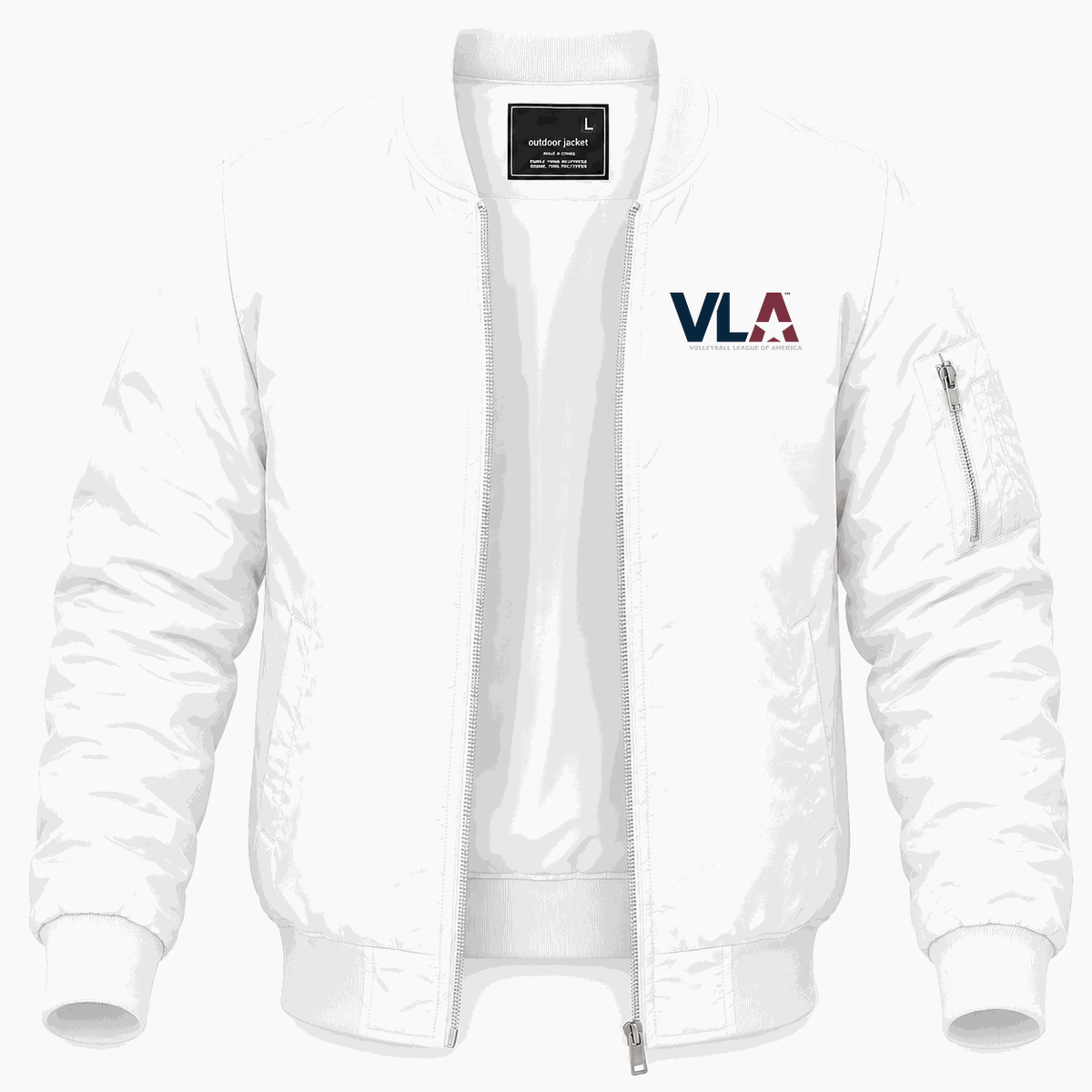 Men's American Volleyball League Logo Lightweight Bomber Jacket - White