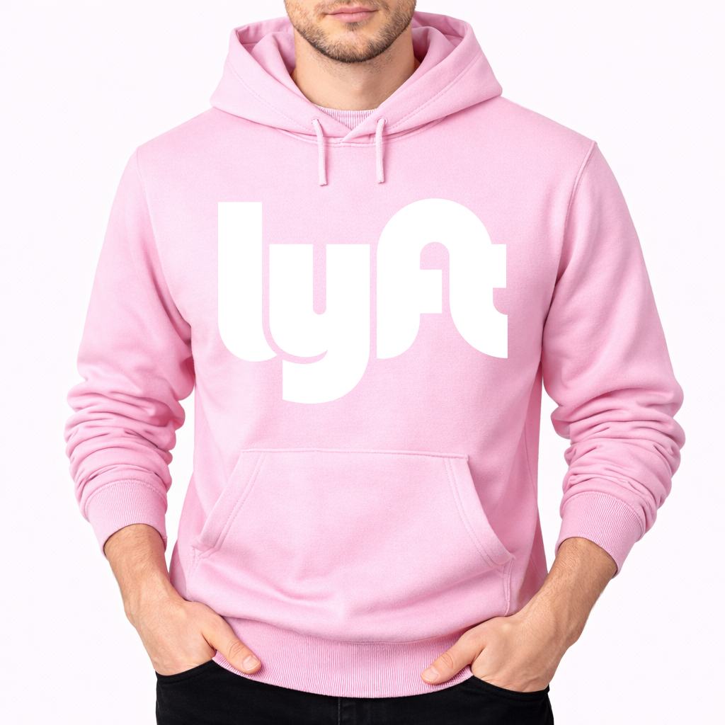 Men's Lyft White Pullover Hoodie - Pink