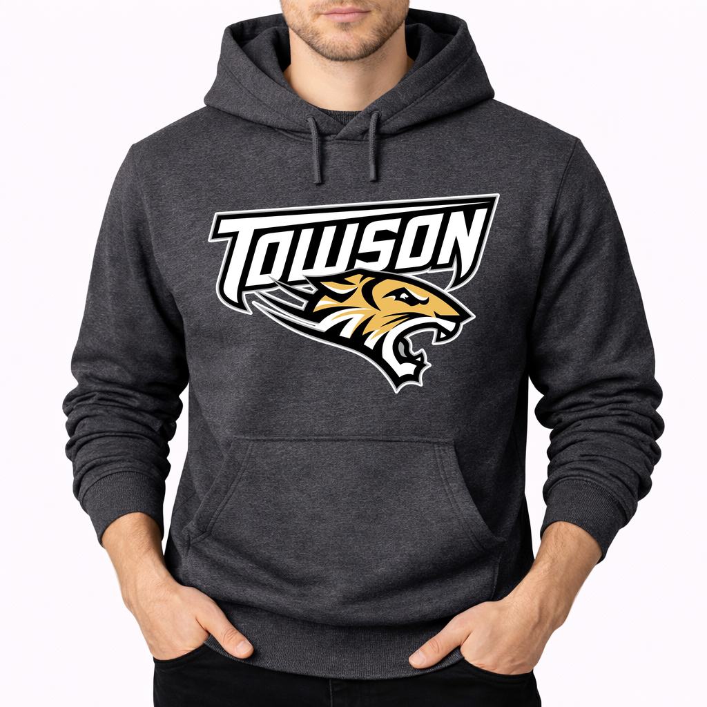 Men's Towson Tigers Pullover Hoodie - Charcoal