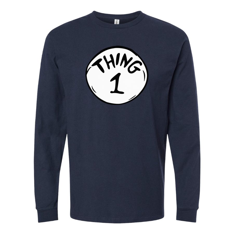 Men's Dr. Seuss Thing 1 Logo Long sleeves Cotton Blend T-Shirt - Navy