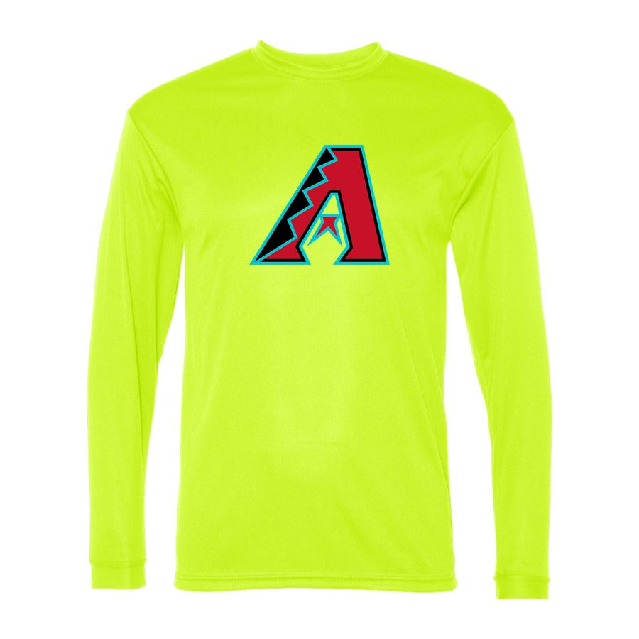 Men's Arizona Diamondbacks Polyester Long Sleeve T-Shirt - Safety Yellow