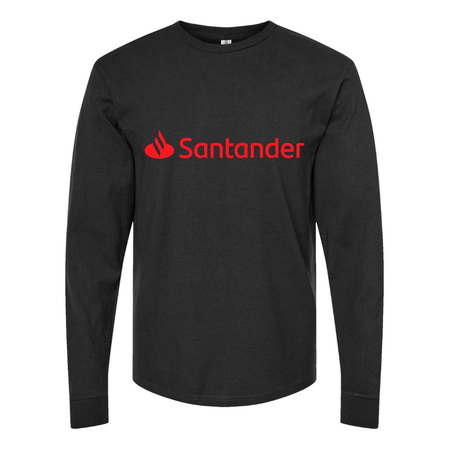 Men's Santander-Logo-1536x864 Long sleeves Cotton Blend T-Shirt - Black