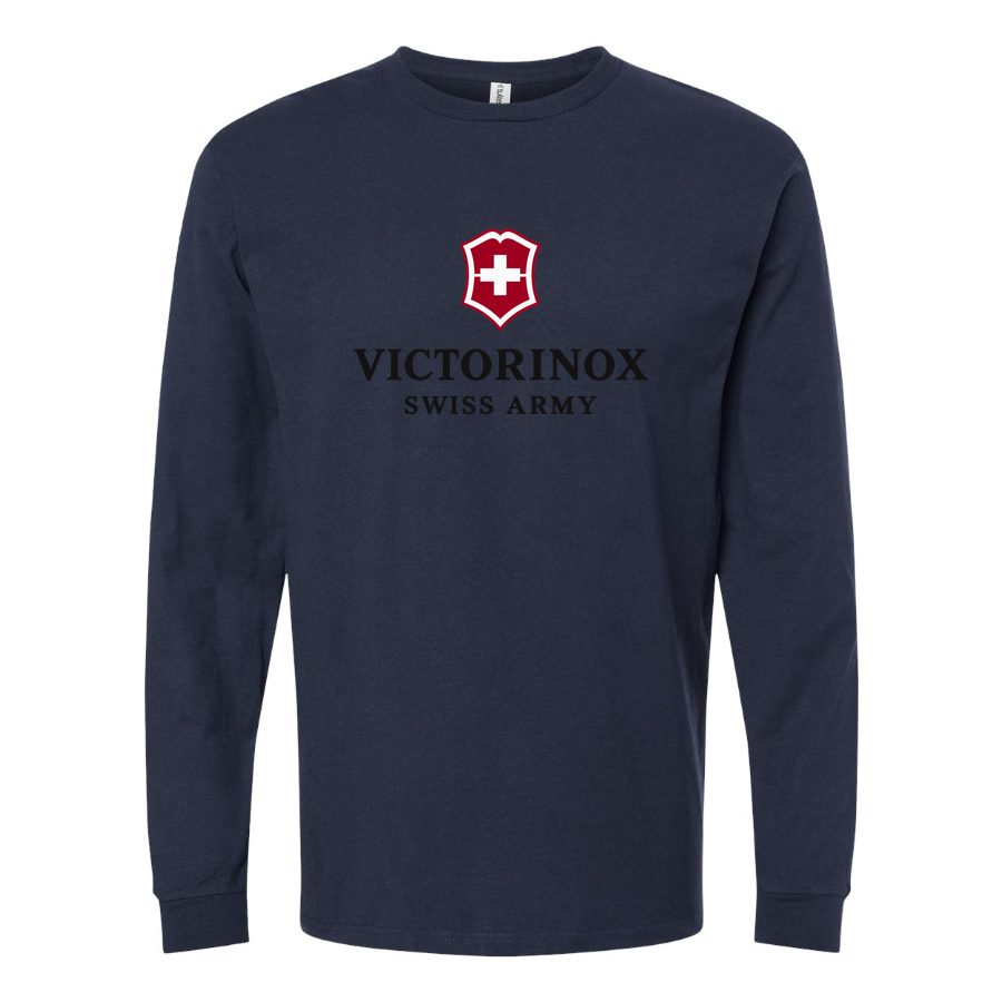 Men's Victorinox Swiss Army Long sleeves Cotton Blend T-Shirt - Navy