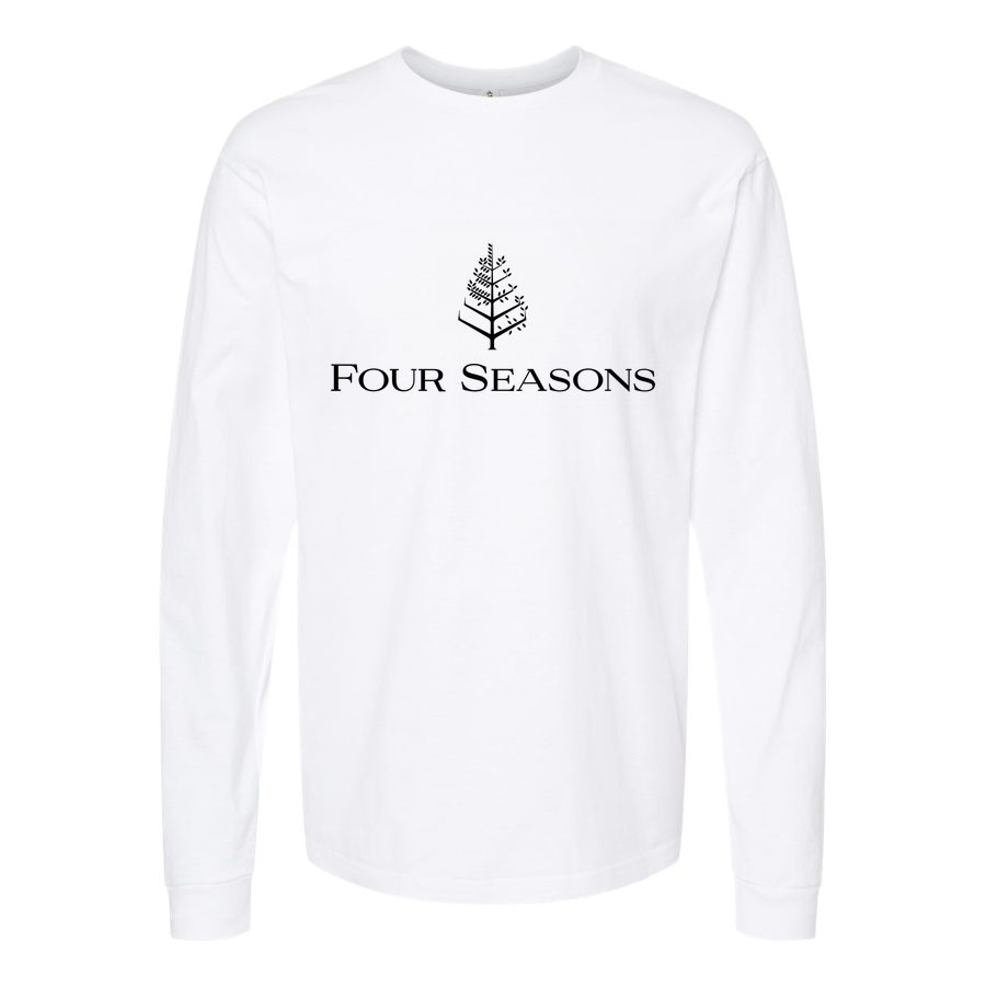 Men's Four-Seasons-Logo-1536x864 Long sleeves Cotton Blend T-Shirt - White