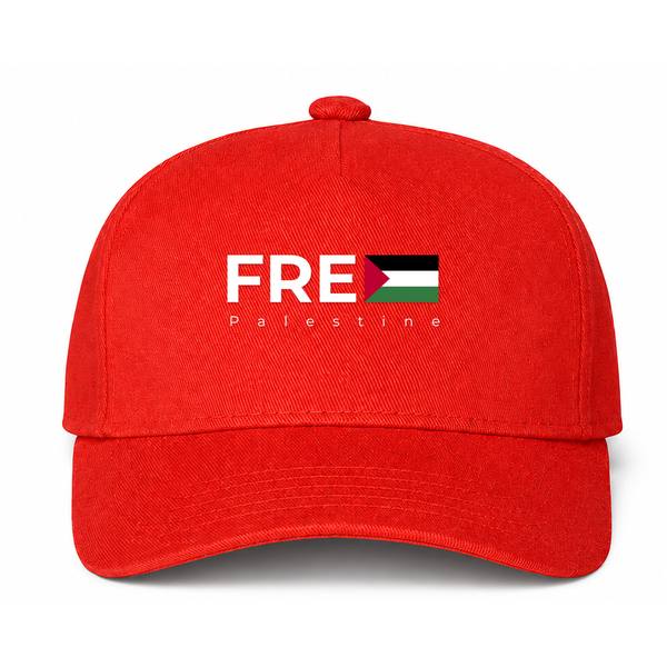 Free Palestine White Logo Red Dad Baseball Cap Hat
