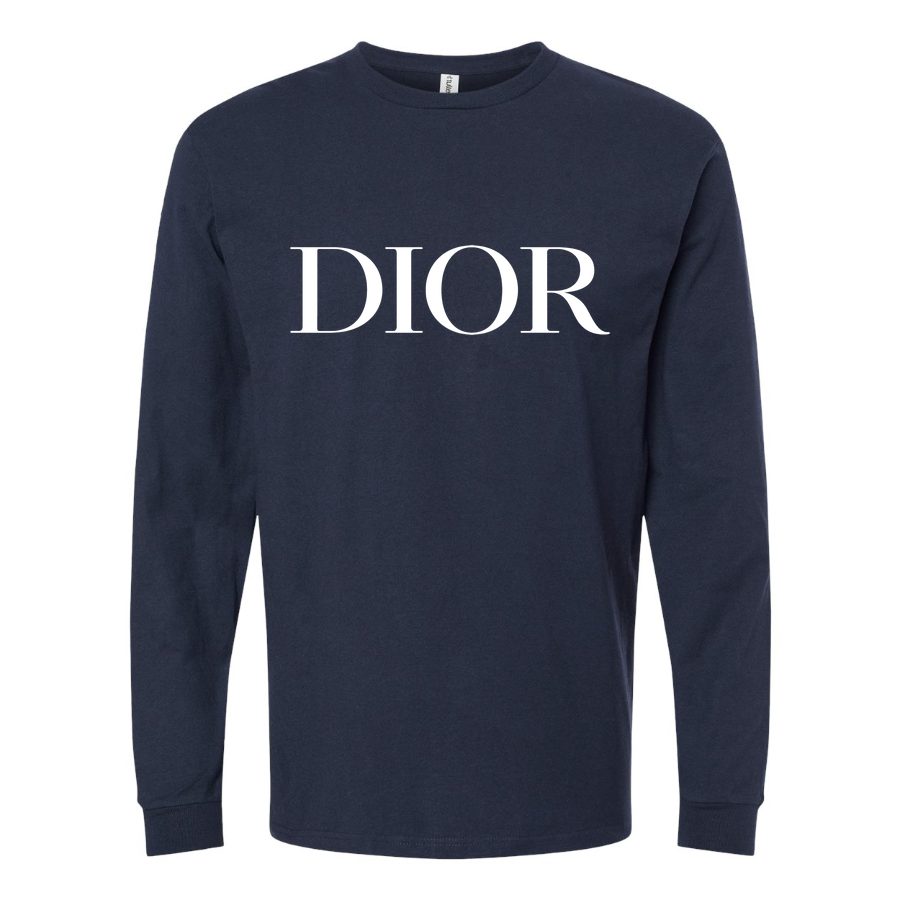 Men's Dior White Long sleeves Cotton Blend T-Shirt - Navy