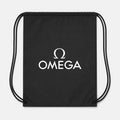 Omega White Drawstring Bag - Black