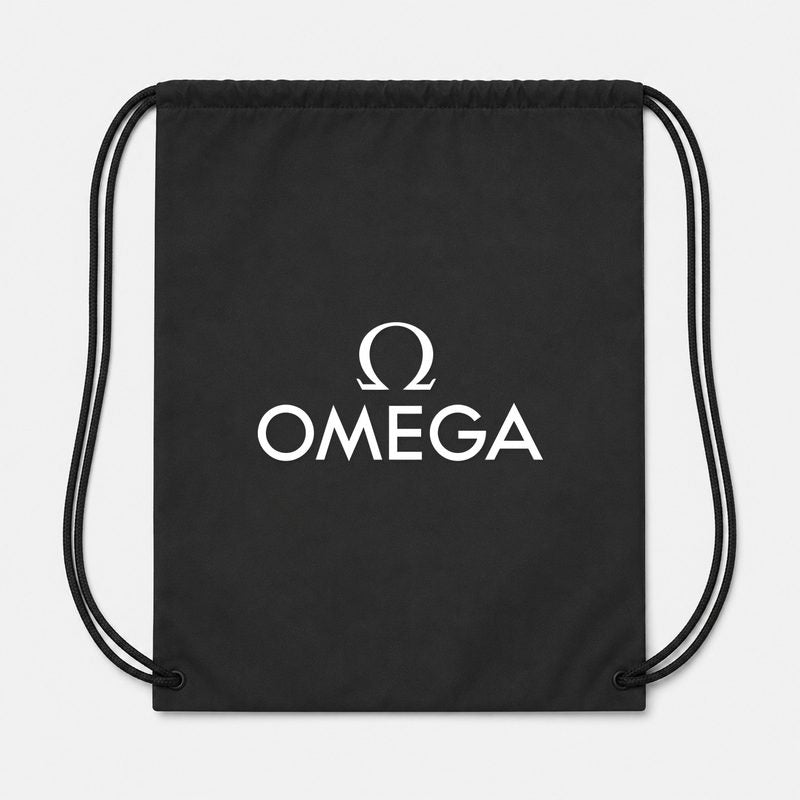 Omega White Drawstring Bag - Black