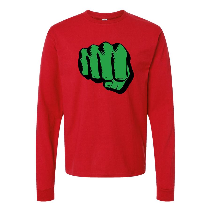 Men's Hulk Punch logo Long sleeves Cotton Blend T-Shirt - Red