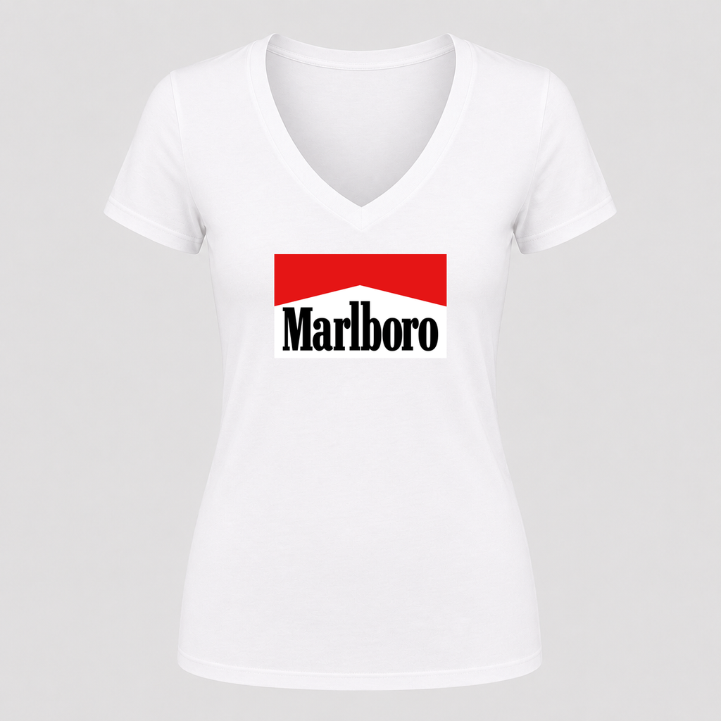 Women's Marlboro V Neck T-Shirt in white