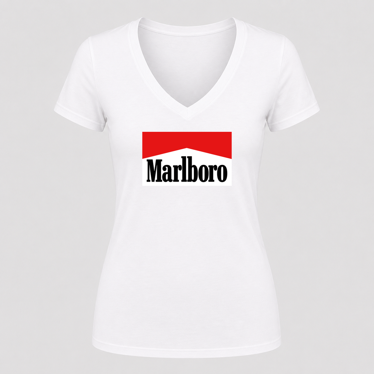 Women's Marlboro V Neck T-Shirt in white