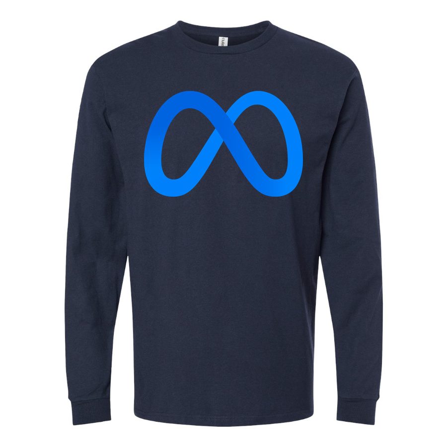 Men's Meta Logo Long sleeves Cotton Blend T-Shirt - Navy