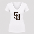 Women's San Diego Padres V Neck T-Shirt in white