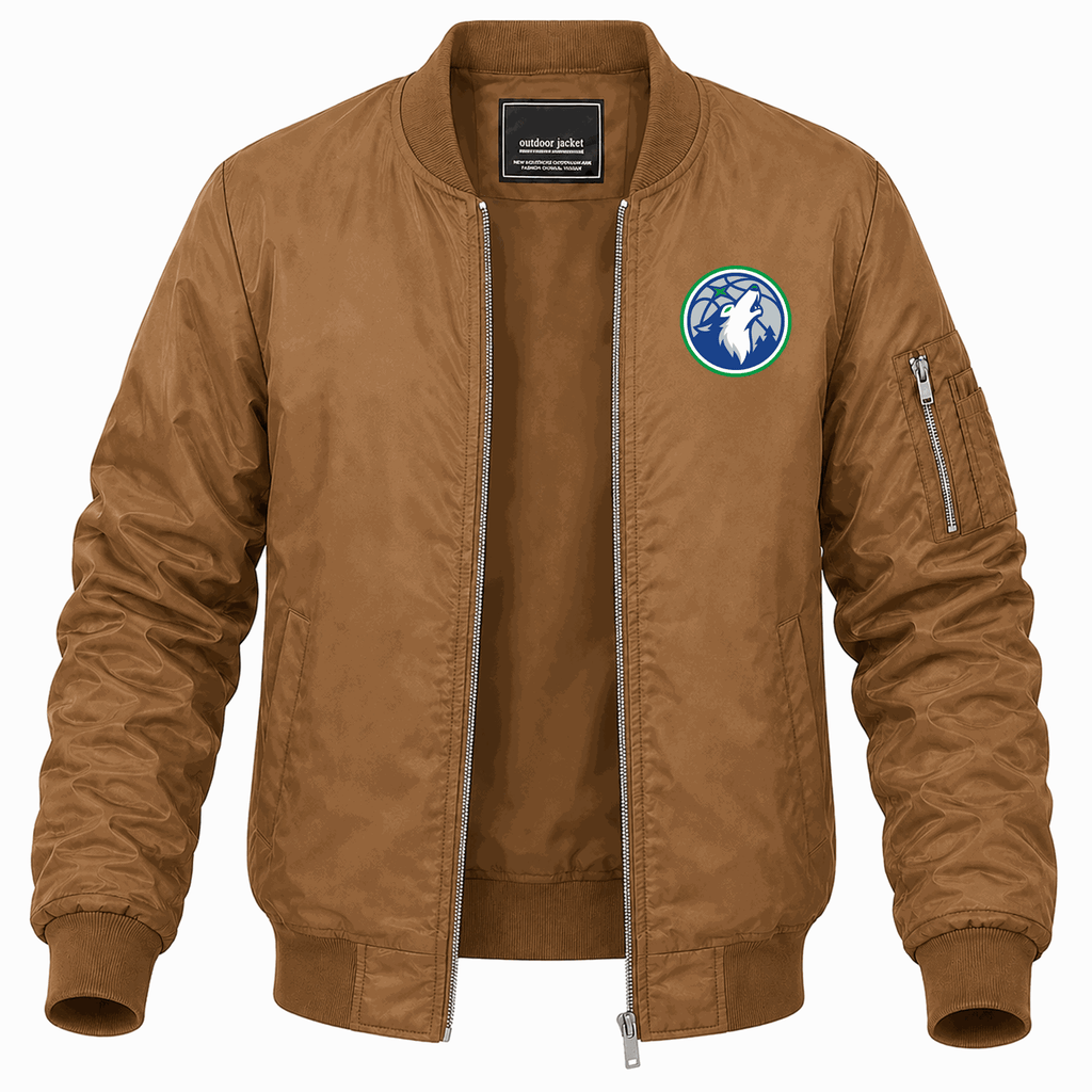 Men's Minnesota Timberwolves Lightweight Bomber Jacket - Brown