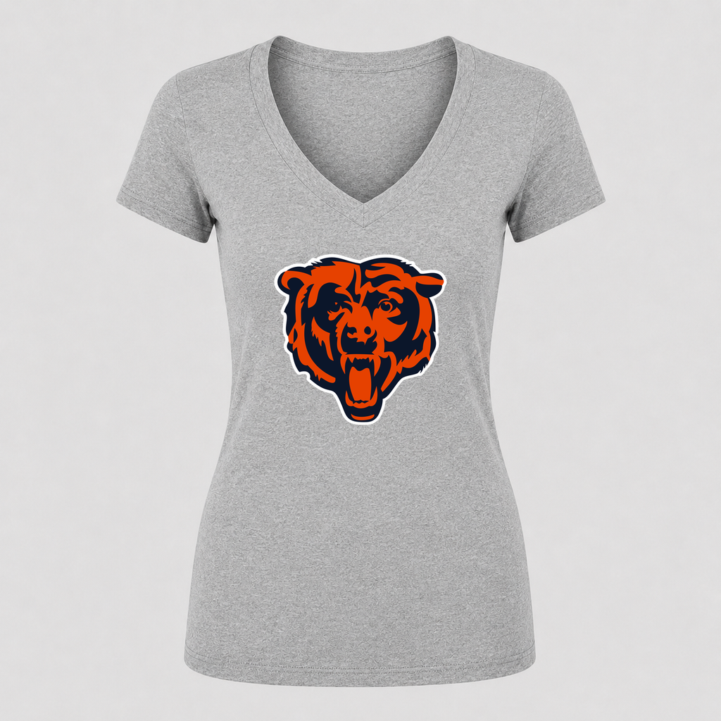 Women's Chicago Bears V Neck T-Shirt in gray