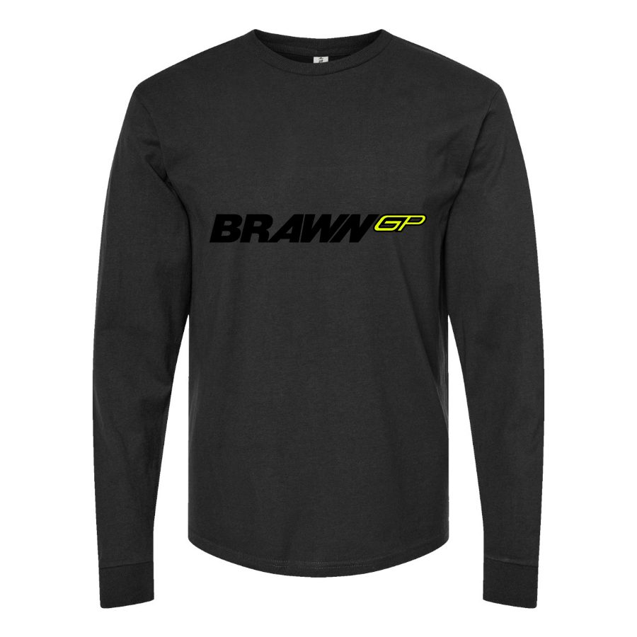 Men's Brawn GP Long sleeves Cotton Blend T-Shirt - Black
