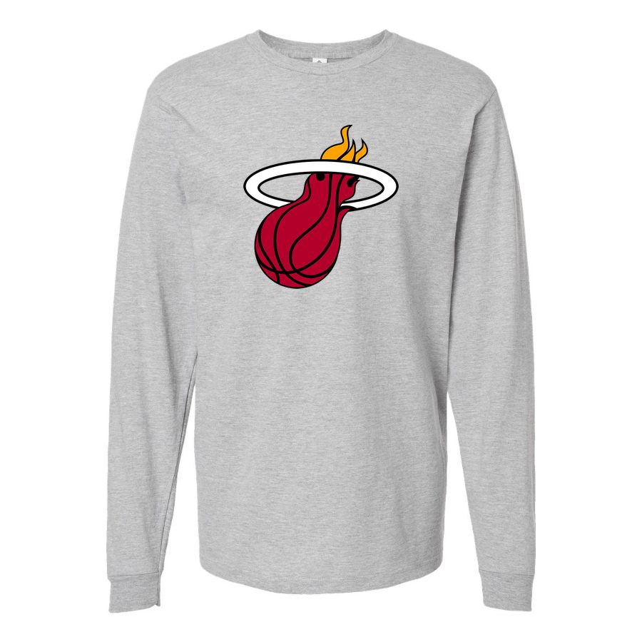 Men's Miami Heat Long sleeves Cotton Blend T-Shirt - Gray