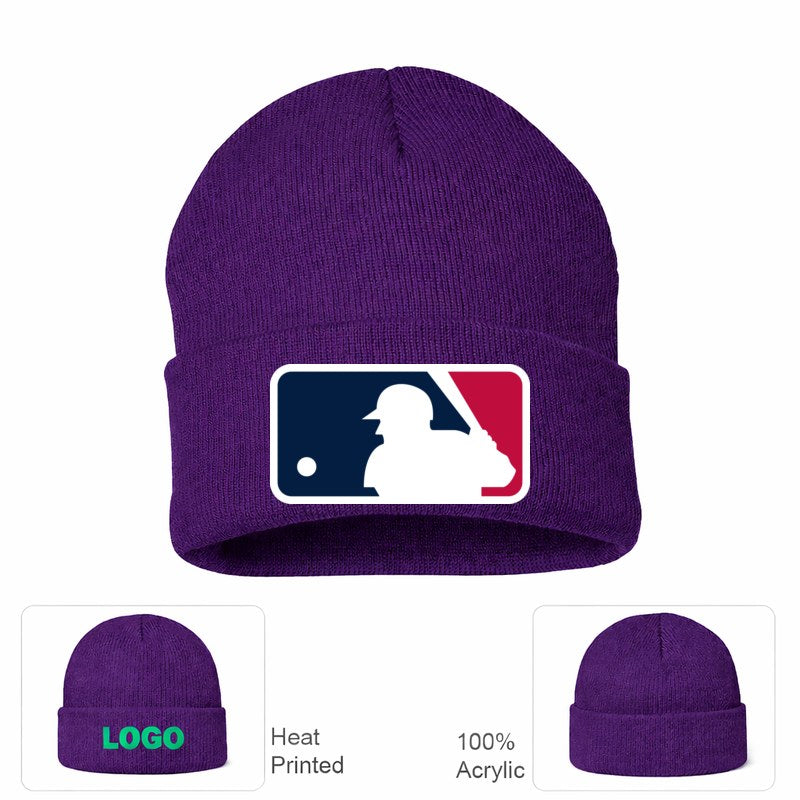 Major League Baseball Logo Purple Beanie Hat