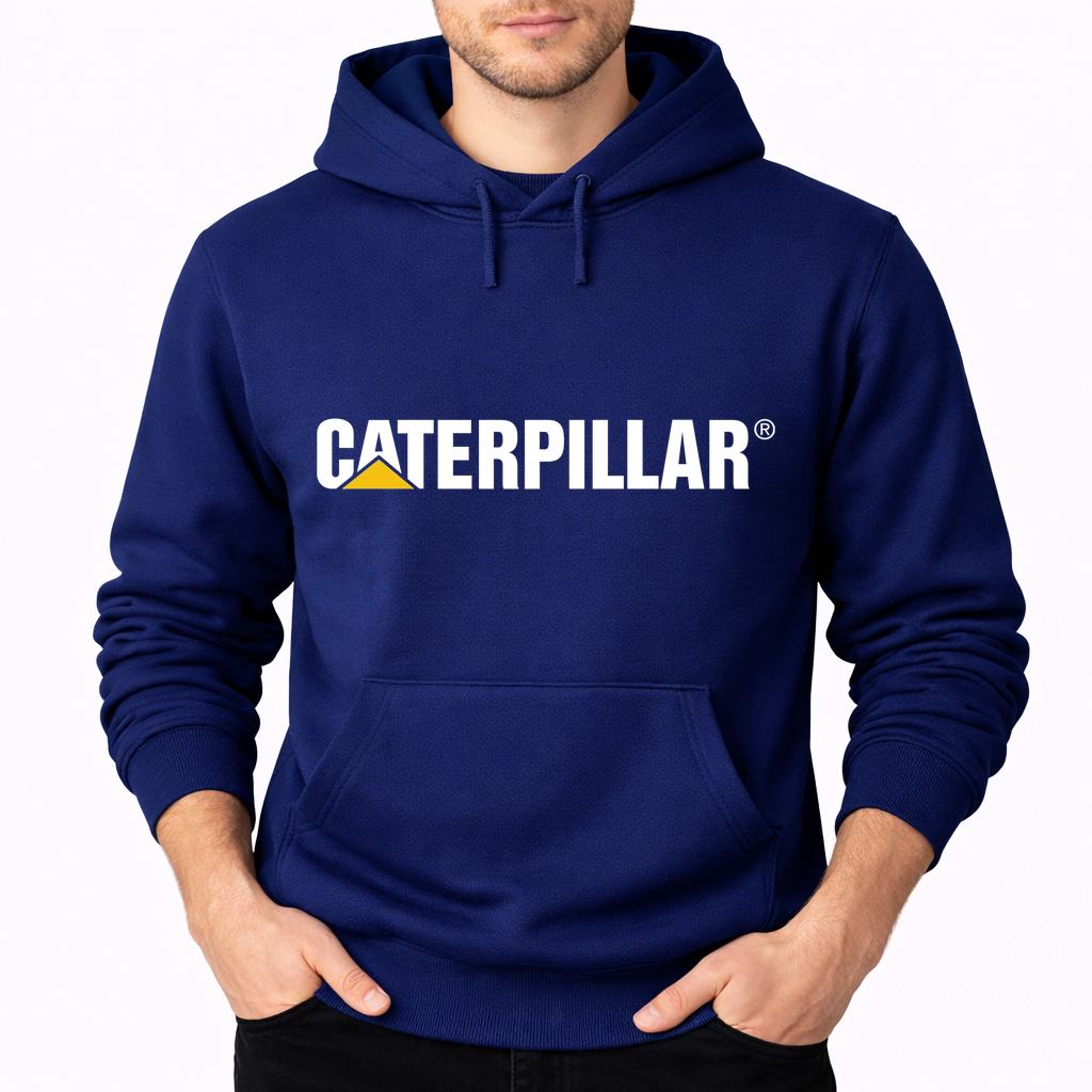 Men's Caterpillar White Pullover Hoodie - Navy