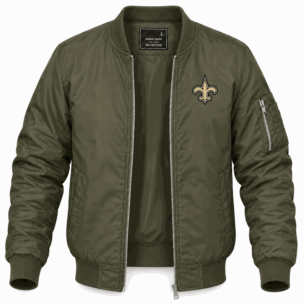 Men's New Orleans Saints Lightweight Bomber Jacket - Army Green