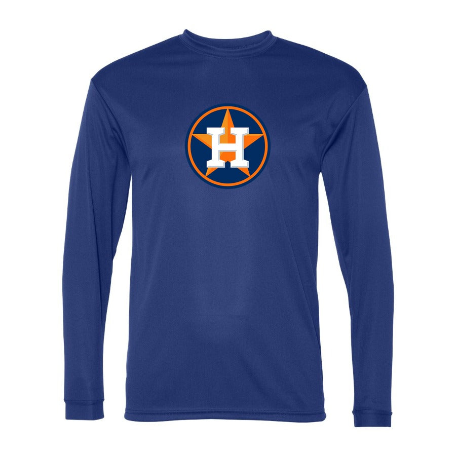 Men's Houston Astros Polyester Long Sleeve T-Shirt - Blue