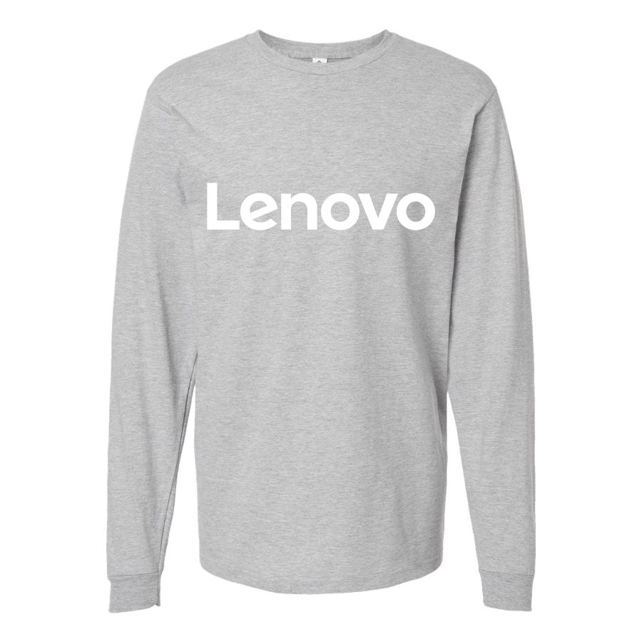 Men's Lenovo White Long sleeves Cotton Blend T-Shirt - Gray