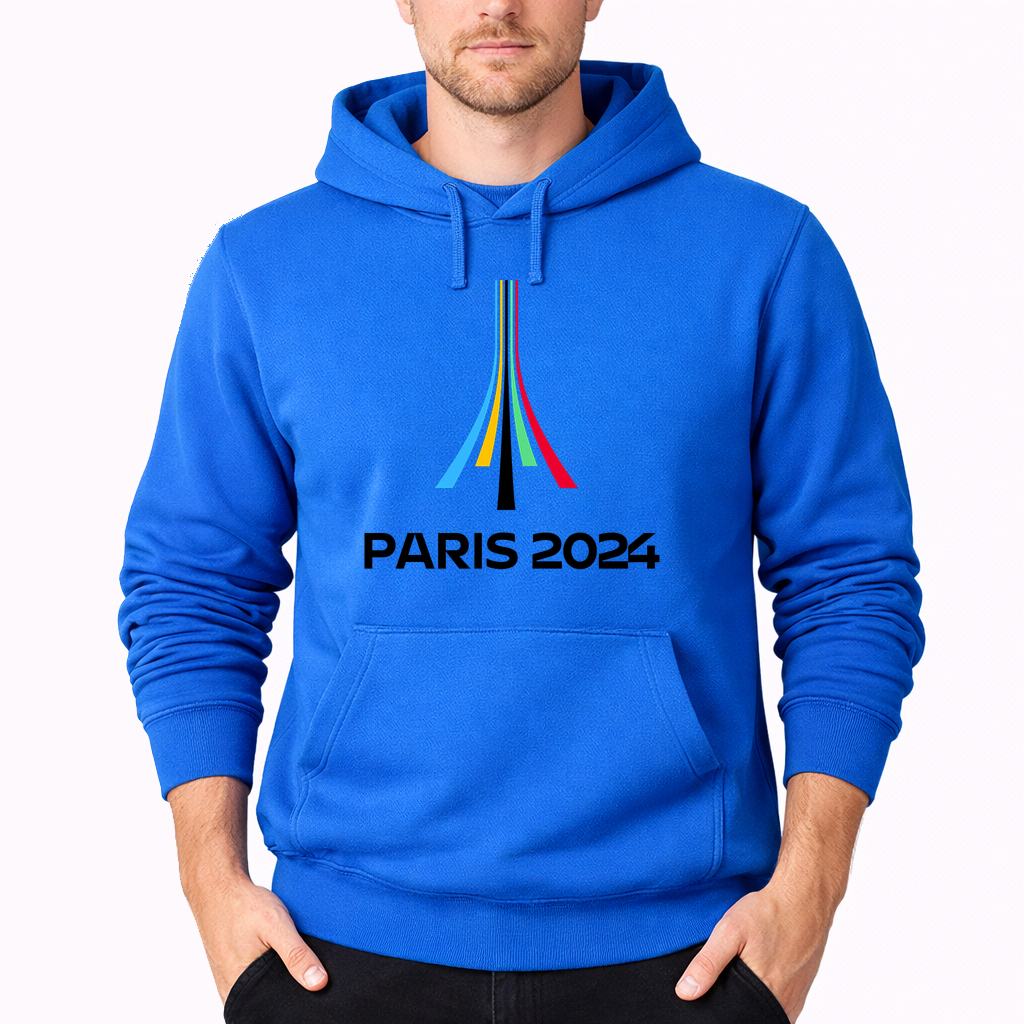 Men's Paris-2024-Olympics--black Pullover Hoodie - Azure