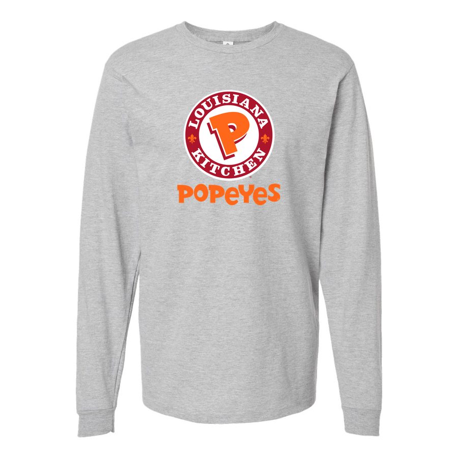 Men's Popeyes Louisiana Kitchen Long sleeves Cotton Blend T-Shirt - Gray