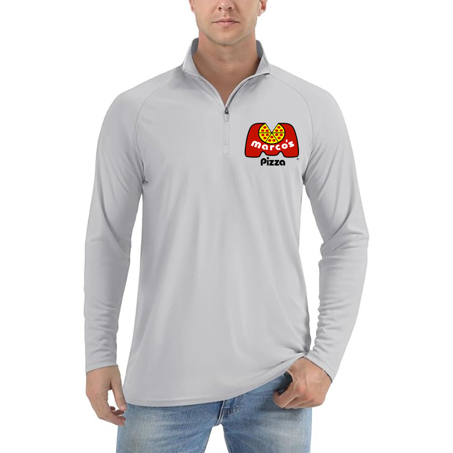 Logo Marcos Pizza quarter-zip athletic shirt in Light Gray