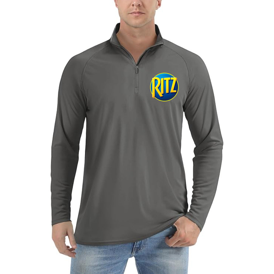 Ritz Mondelez Logo food quarter-zip athletic shirt in Dark Gray