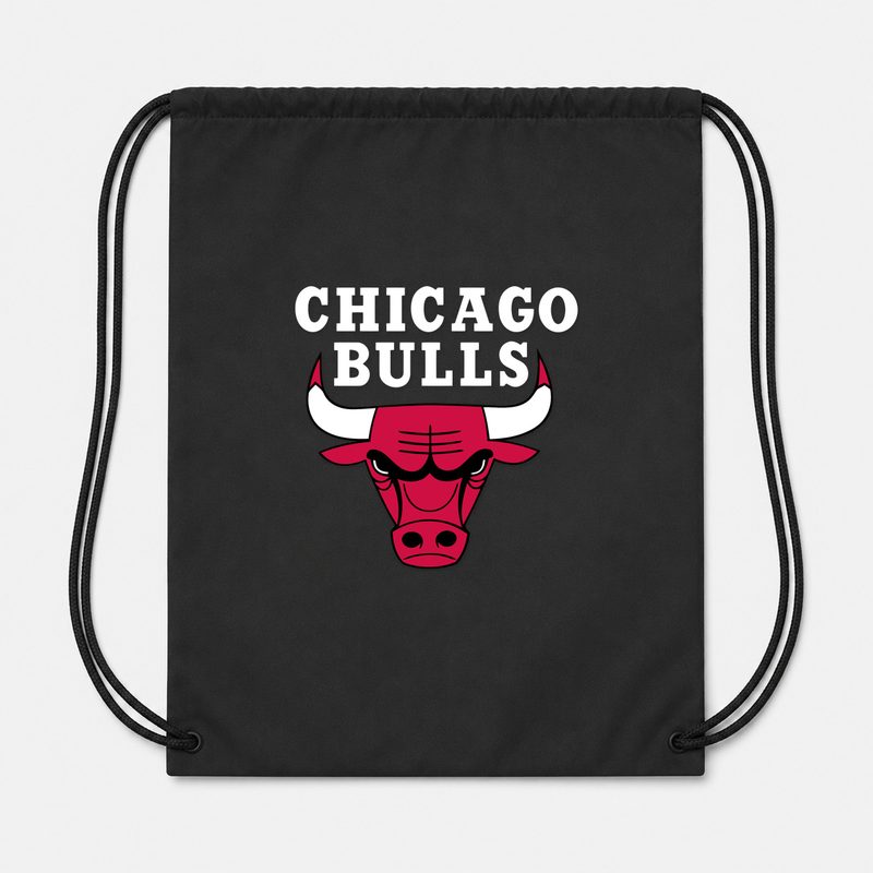 Chicago Bulls White Drawstring Bag - Black