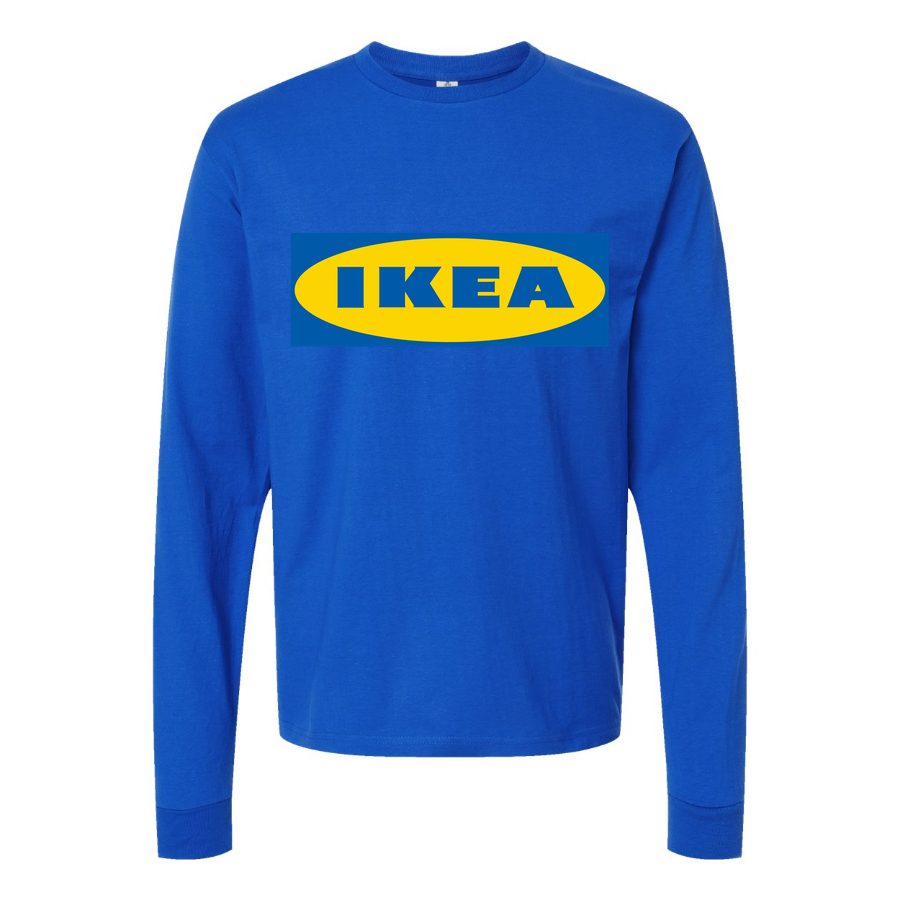 Men's IKEA-Logo-1024x640 Long sleeves Cotton Blend T-Shirt - Blue
