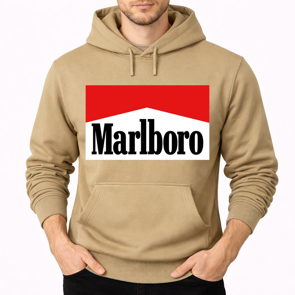 Men's Marlboro Pullover Hoodie - Tan