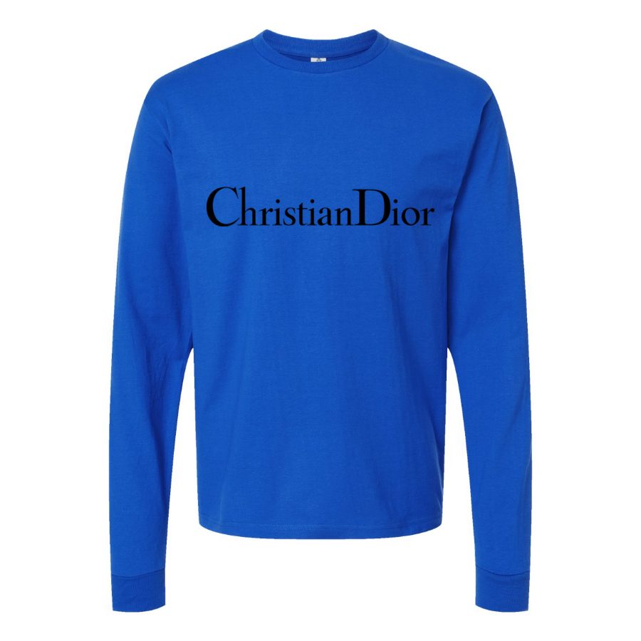 Men's Dior Logo Black Long sleeves Cotton Blend T-Shirt - Blue