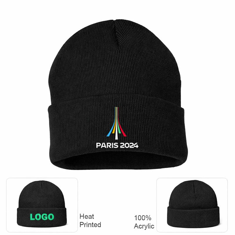 Olympia Paris 2024 White Logo Black Beanie Hat