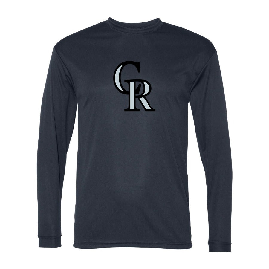 Men's Colorado Rockies Polyester Long Sleeve T-Shirt - Navy