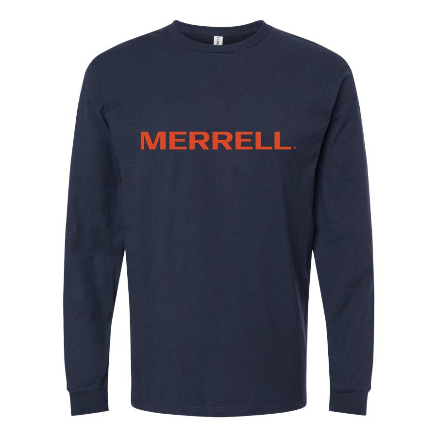 Men's Merrell-Logo-1536x864 Long sleeves Cotton Blend T-Shirt - Navy