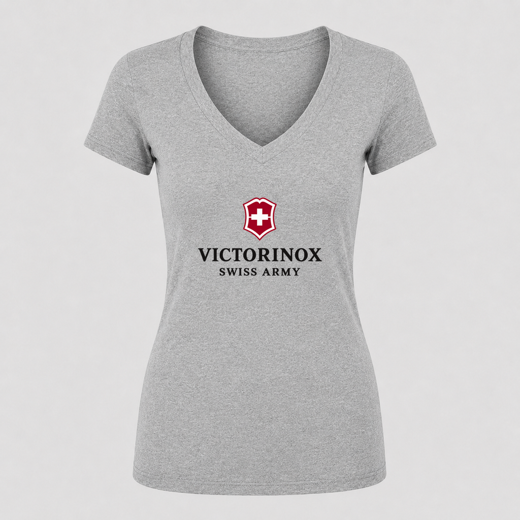 Women's Victorinox Swiss Army V Neck T-Shirt in gray