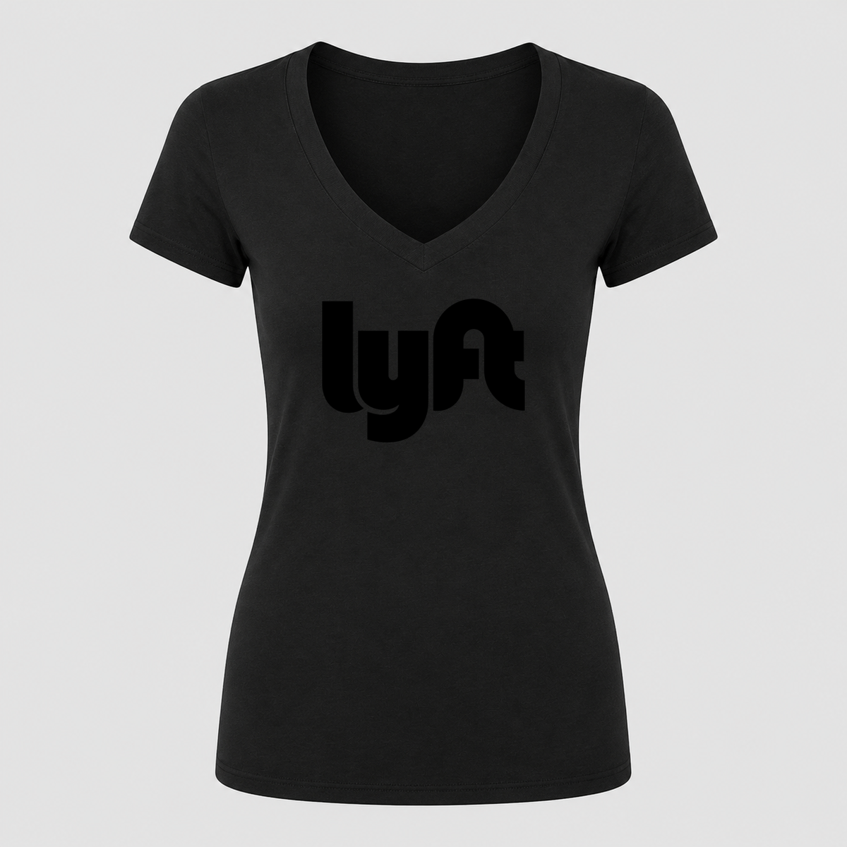 Women's Lyft Black Design V Neck T-Shirt in black