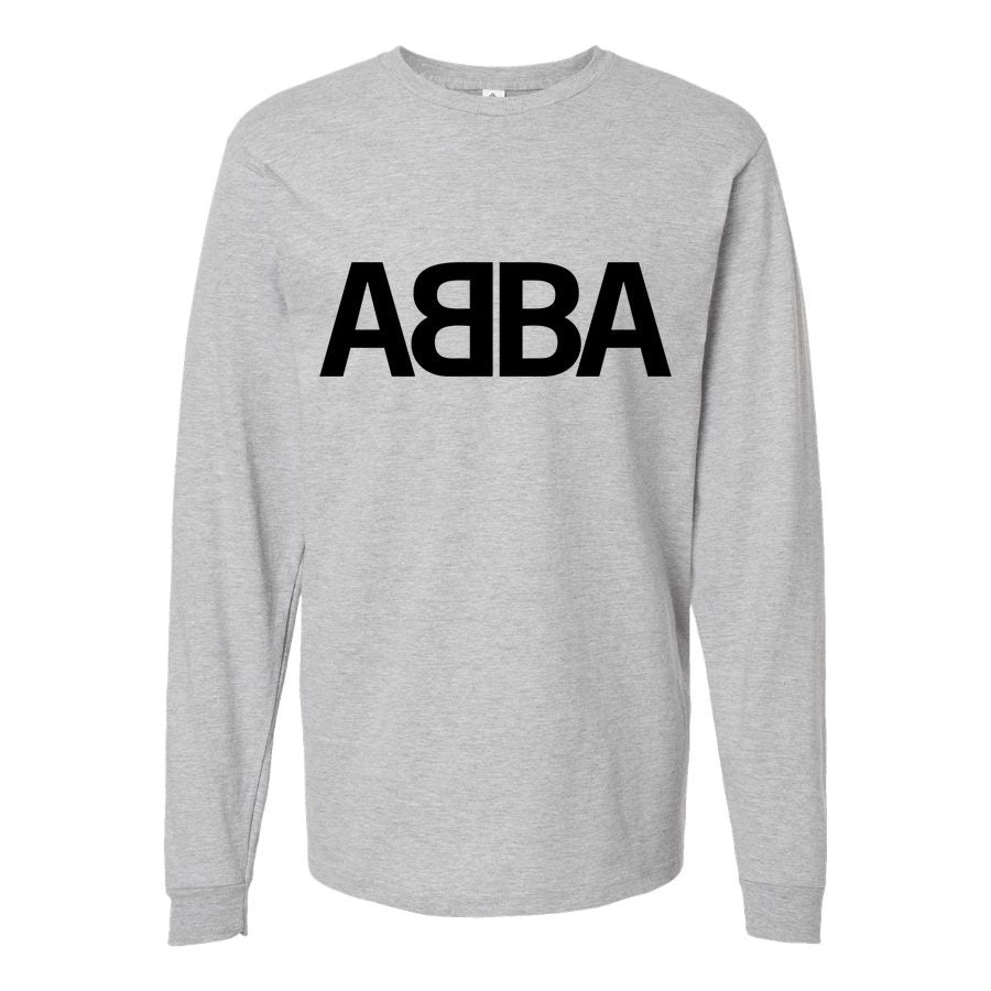 Men's Abba-Logo-768x432 Long sleeves Cotton Blend T-Shirt - Gray