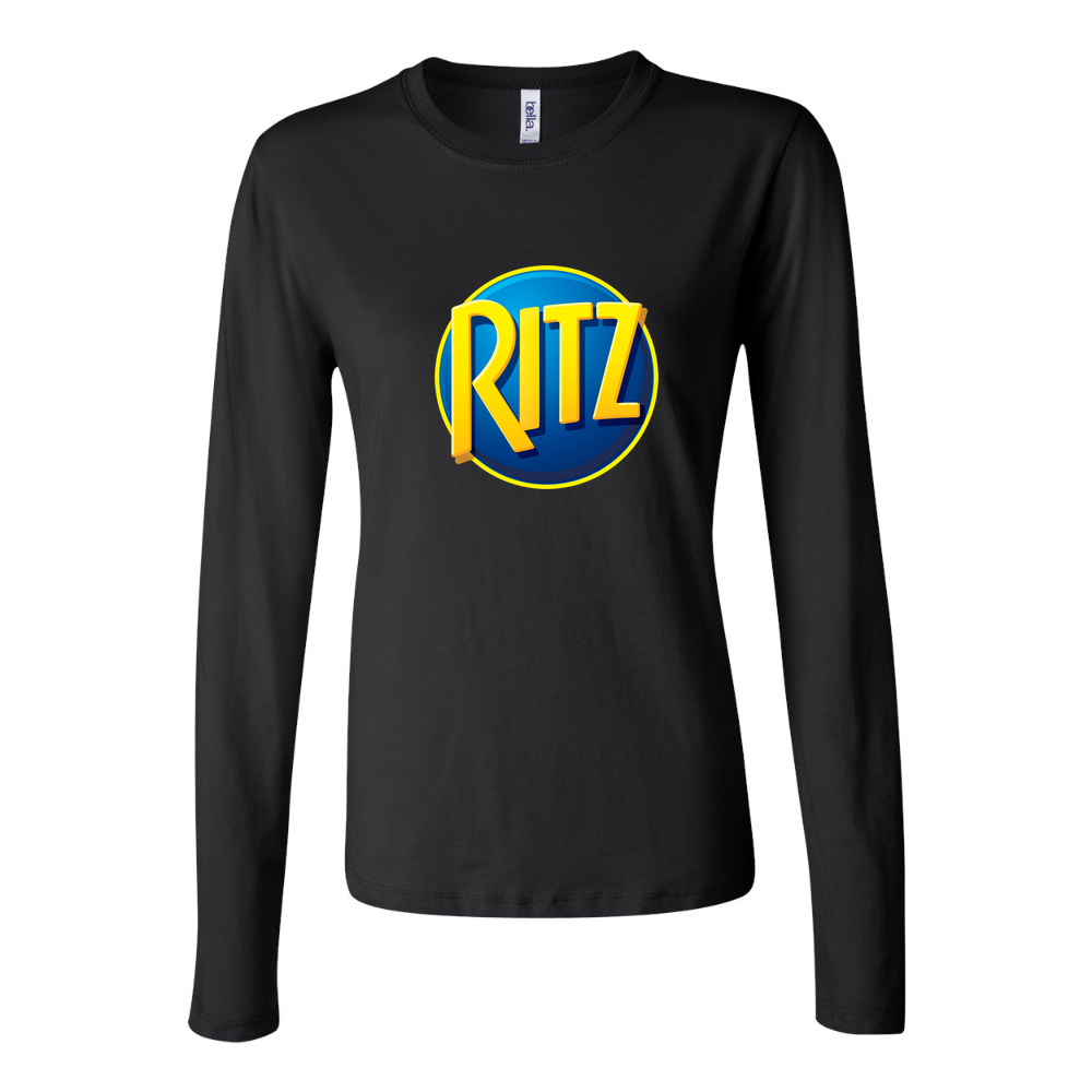 Women's Ritz Mondelez Logo food 1536x864 Long Sleeve T-Shirt - Black