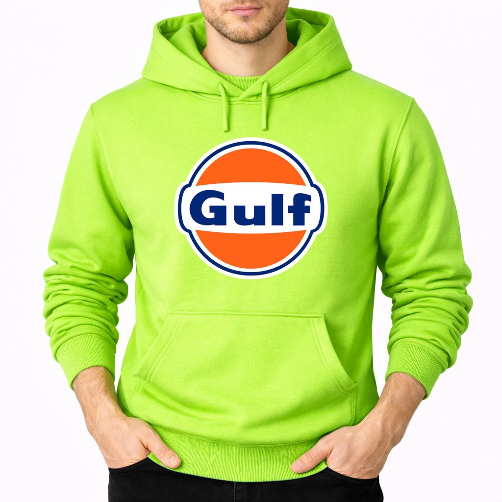 Men's Gulf Oil Pullover Hoodie - Lime green