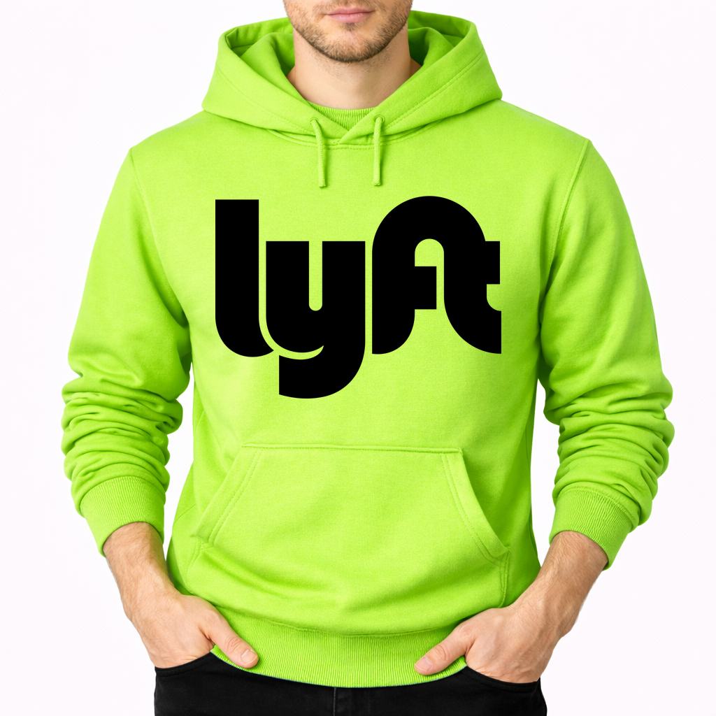Men's Lyft Black Pullover Hoodie - Lime green