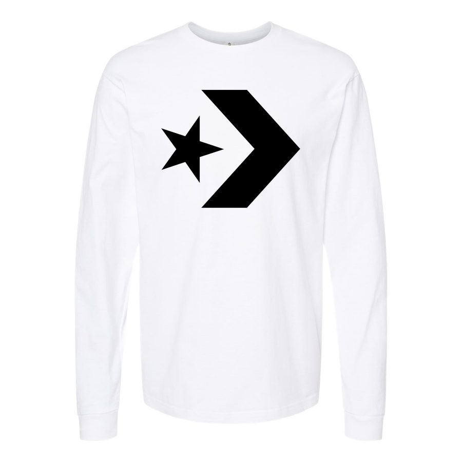 Men's Converse-logo-1536x864 Long sleeves Cotton Blend T-Shirt - White