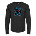 Men's Miami Marlins Long sleeves Cotton Blend T-Shirt - Black