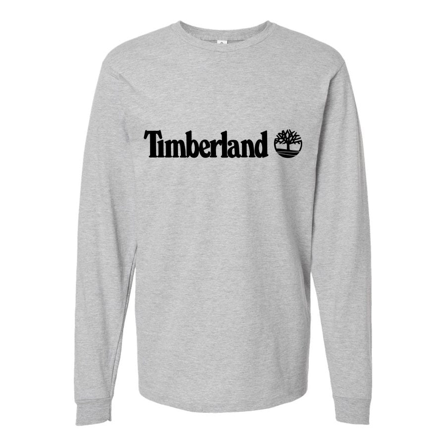 Men's Timberland-Logo-1536x864 Long sleeves Cotton Blend T-Shirt - Gray