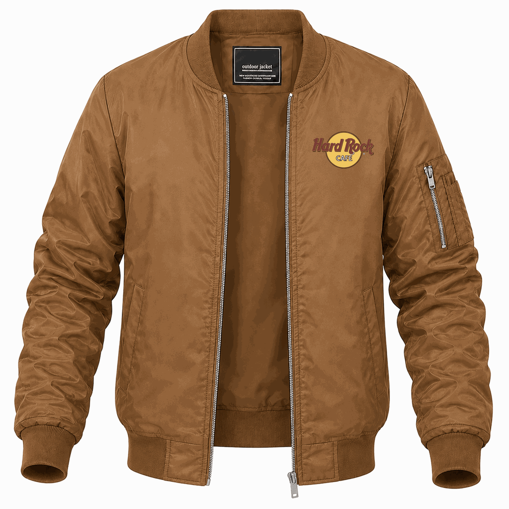 Men's Hard Rock Cafe Lightweight Bomber Jacket - Brown