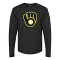 Men's Milwaukee Brewers Long sleeves Cotton Blend T-Shirt - Black